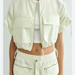 Zara Mint Green Zip-Up Jacket and skirt set